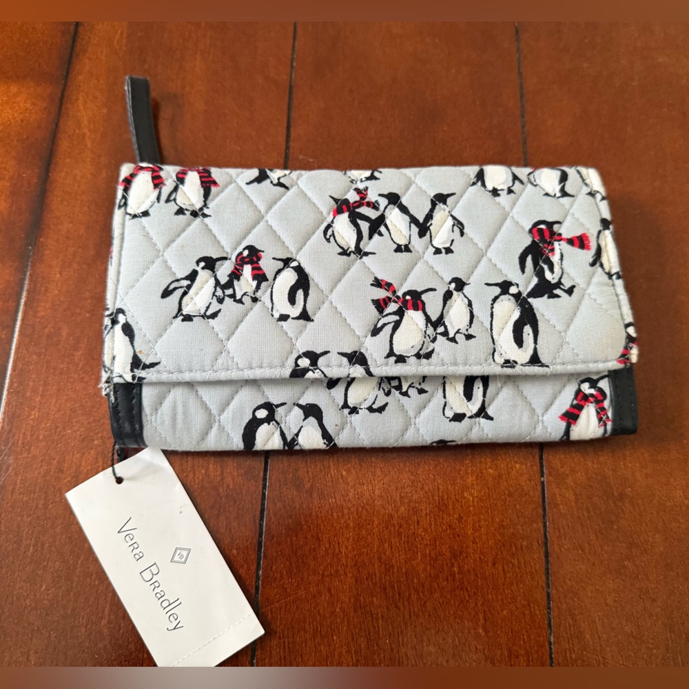 Vera Bradley Gray and Red Penguin Wristlet